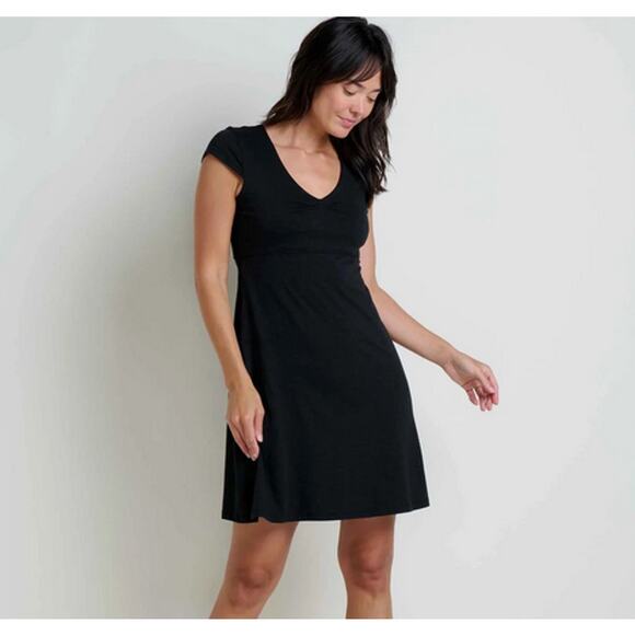 Horny Toad Women's S Rosemarie Black Fit Flare Summer Short Sleeve Short Dress - Picture 1 of 9